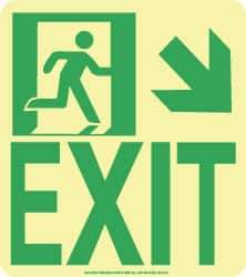 NMC - Exit, Polyester Exit Sign - 8" Wide x 9" High, Glow-in-the-Dark - Industrial Tool & Supply