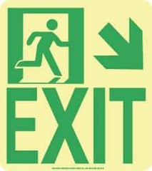NMC - Exit, Polyester Exit Sign - 8" Wide x 9" High, Glow-in-the-Dark - Industrial Tool & Supply