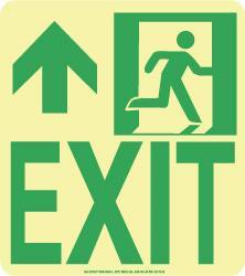 NMC - Exit, Polyester Exit Sign - 8" Wide x 9" High, Glow-in-the-Dark - Industrial Tool & Supply