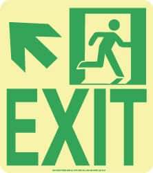 NMC - Exit, Polyester Exit Sign - 8" Wide x 9" High, Glow-in-the-Dark - Industrial Tool & Supply
