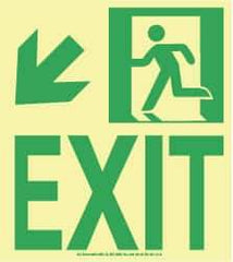 NMC - Exit, Plastic Exit Sign - 8" Wide x 9" High, Glow-in-the-Dark - Industrial Tool & Supply