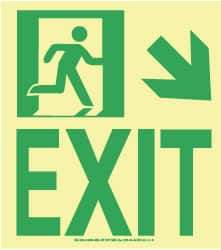 NMC - Exit, Plastic Exit Sign - 8" Wide x 9" High, Glow-in-the-Dark - Industrial Tool & Supply