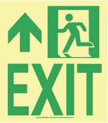 NMC - Exit, Plastic Exit Sign - 8" Wide x 9" High, Glow-in-the-Dark - Industrial Tool & Supply