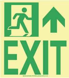 NMC - Exit, Plastic Exit Sign - 8" Wide x 9" High, Glow-in-the-Dark - Industrial Tool & Supply