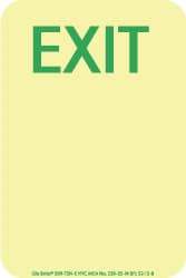 NMC - Exit, Polyester Exit Sign - 4" Wide x 6" High, Glow-in-the-Dark - Industrial Tool & Supply