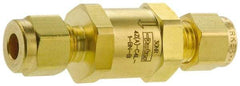 Parker - 1/8" Brass Check Valve - Inline, Comp x Comp, 3,000 WOG - Industrial Tool & Supply