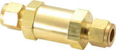 Parker - 3/8" Brass Check Valve - Inline, Comp x Comp, 3,000 WOG - Industrial Tool & Supply