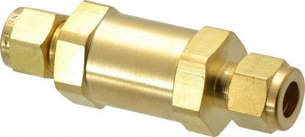 Parker - 3/8" Brass Check Valve - Inline, Comp x Comp, 3,000 WOG - Industrial Tool & Supply