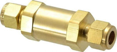 Parker - 3/8" Brass Check Valve - Inline, Comp x Comp, 3,000 WOG - Industrial Tool & Supply