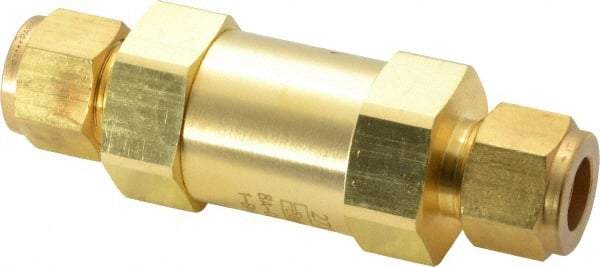 Parker - 1/2" Brass Check Valve - Inline, Comp x Comp, 3,000 WOG - Industrial Tool & Supply