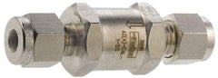 Parker - 1/8" Stainless Steel Check Valve - Inline, Comp x Comp, 6,000 WOG - Industrial Tool & Supply