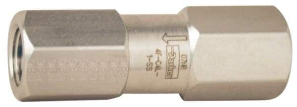 Parker - 3/4" Stainless Steel Check Valve - Inline, FNPT x FNPT, 6,000 WOG - Industrial Tool & Supply