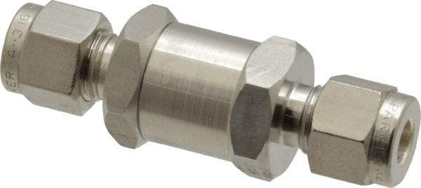 Parker - 1/4" Stainless Steel Check Valve - Inline, Comp x Comp, 6,000 WOG - Industrial Tool & Supply