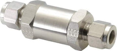 Parker - 3/8" Stainless Steel Check Valve - Inline, Comp x Comp, 6,000 WOG - Industrial Tool & Supply