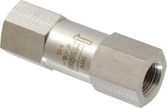 Parker - 3/8" Stainless Steel Check Valve - Inline, FNPT x FNPT, 6,000 WOG - Industrial Tool & Supply