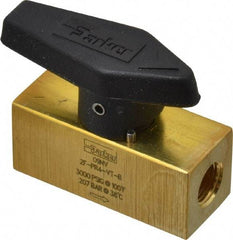 Parker - 1/8" Pipe, 3,000 psi WOG Rating, Brass, Inline, One Way Instrumentation Plug Valve - Wedge Handle, FNPT x FNPT End Connections, Viton Seal - Industrial Tool & Supply