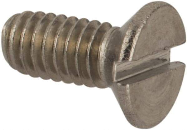 Value Collection - M2.5x0.45 Metric Coarse, 6mm OAL Slotted Drive Machine Screw - Flat Head, Grade 18-8 & A2 Stainless Steel, Uncoated, Without Washer - Industrial Tool & Supply