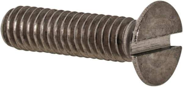 Value Collection - M2.5x0.45 Metric Coarse, 10mm OAL Slotted Drive Machine Screw - Flat Head, Grade 18-8 & A2 Stainless Steel, Uncoated, Without Washer - Industrial Tool & Supply