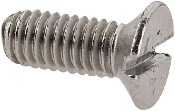 Value Collection - M3x0.50 Metric Coarse, 8mm OAL Slotted Drive Machine Screw - Flat Head, Grade 18-8 & A2 Stainless Steel, Uncoated, Without Washer - Industrial Tool & Supply