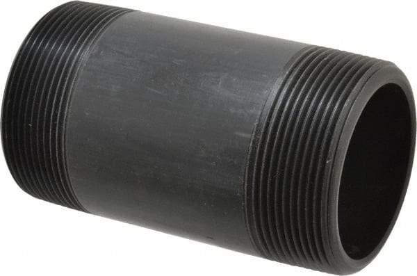 NIBCO - 3" Pipe, 6" Long Polypropylene Threaded Plastic Pipe Nipple - Schedule 80, Black - Industrial Tool & Supply