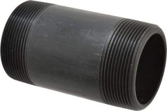 NIBCO - 3" Pipe, 6" Long Polypropylene Threaded Plastic Pipe Nipple - Schedule 80, Black - Industrial Tool & Supply