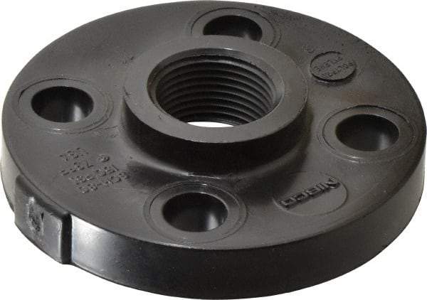 NIBCO - 1" Pipe, 4-1/2" OD, Polypropylene Threaded Pipe Flange - Schedule 80, Black - Industrial Tool & Supply