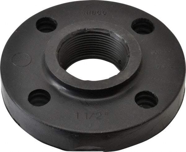 NIBCO - 1-1/2" Pipe, 5" OD, Polypropylene Threaded Pipe Flange - Schedule 80, Black - Industrial Tool & Supply