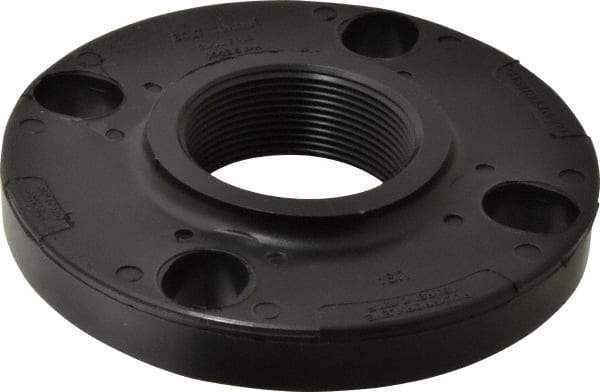 NIBCO - 2" Pipe, 6" OD, Polypropylene Threaded Pipe Flange - Schedule 80, Black - Industrial Tool & Supply