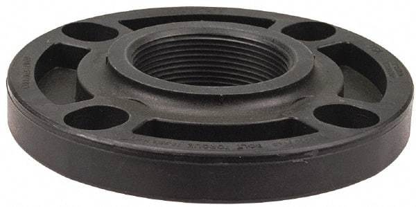 NIBCO - 3" Pipe, 7-1/2" OD, Polypropylene Threaded Pipe Flange - Schedule 80, Black - Industrial Tool & Supply
