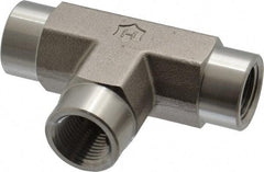 Ham-Let - 3/8" Grade 316 Stainless Steel Pipe Tee - FNPT x FNPT x FNPT End Connections, 5,000 psi - Industrial Tool & Supply
