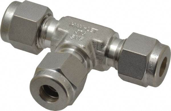 Ham-Let - 1/4" OD, Grade 316Stainless Steel Union Tee - Comp x Comp x Comp Ends - Industrial Tool & Supply