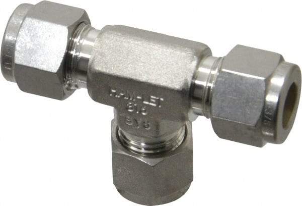 Ham-Let - 3/8" OD, Grade 316Stainless Steel Union Tee - Comp x Comp x Comp Ends - Industrial Tool & Supply