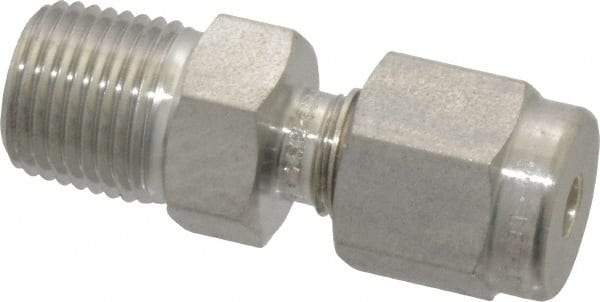 Ham-Let - 1/8" OD, Grade 316Stainless Steel Male Connector - Comp x MNPT Ends - Industrial Tool & Supply