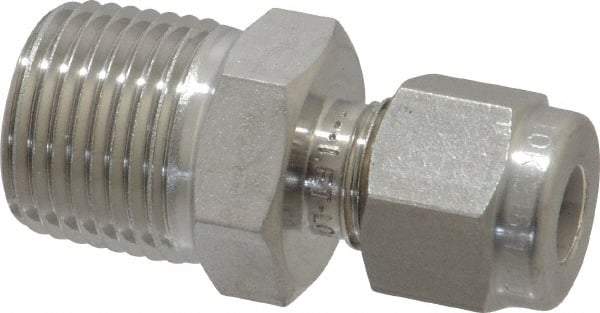 Ham-Let - 1/4" OD, Grade 316Stainless Steel Male Connector - Comp x MNPT Ends - Industrial Tool & Supply