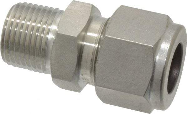 Ham-Let - 1/2" OD, Grade 316Stainless Steel Male Connector - Comp x MNPT Ends - Industrial Tool & Supply