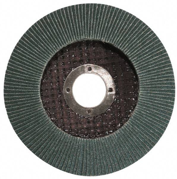 Garryson - 60 Grit, 4-1/2" Disc Diam, 7/8" Center Hole, Type 29 Zirconia Alumina Flap Disc - 13,300 Max RPM, Fiberglass Backing, Arbor Attaching System, Coated - Industrial Tool & Supply