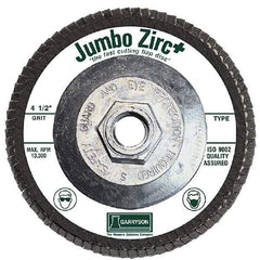 Garryson - 60 Grit, 7" Disc Diam, 5/8-11 Center Hole, Type 29 Zirconia Alumina Flap Disc - 8,600 Max RPM, Fiberglass Backing, Arbor Attaching System, Coated - Industrial Tool & Supply