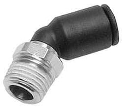 Legris - 10mm OD, 1/4 BSPT, Nylon/Nickel Plated Brass Push-to-Connect Male Elbow 45° - 290 Max psi - Industrial Tool & Supply