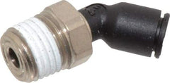 Legris - 1/4" OD, 1/4 NPT, Nylon/Nickel Plated Brass Push-to-Connect Male Elbow 45° - 290 Max psi - Industrial Tool & Supply