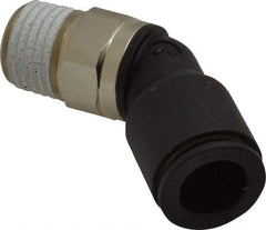Legris - 3/8" OD, 1/4 NPT, Nylon/Nickel Plated Brass Push-to-Connect Male Elbow 45° - 290 Max psi - Industrial Tool & Supply