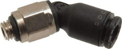 Legris - 4mm OD, M5x0.8 Metric, Nylon/Nickel Plated Brass Push-to-Connect Male Elbow 45° - 290 Max psi - Industrial Tool & Supply
