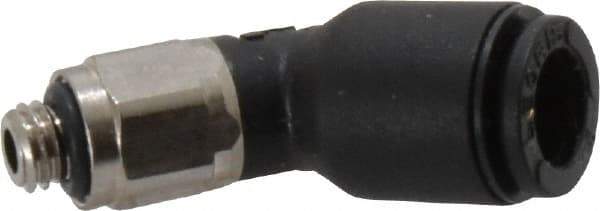 Legris - 6mm OD, M5x0.8 BSPP, Nylon/Nickel Plated Brass Push-to-Connect Male Elbow 45° - 290 Max psi - Industrial Tool & Supply