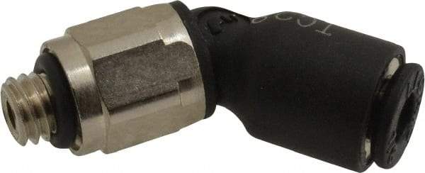Legris - 1/8" OD, 10-32 UNF, Nylon/Nickel Plated Brass Push-to-Connect Male Elbow 45° - 290 Max psi - Industrial Tool & Supply