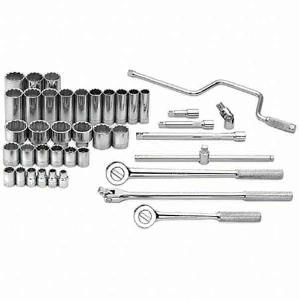 SK - 1/2" Drive Standard Deep Socket Set - 3/8 to 1-1/2", Inch Measurement Standard - Industrial Tool & Supply