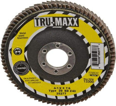Tru-Maxx - 40 Grit, 4-1/2" Disc Diam, 7/8" Center Hole, Type 29 Zirconia Alumina Flap Disc - 13,300 Max RPM, Arbor Attaching System, Coated - Industrial Tool & Supply