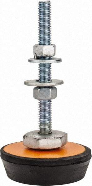 Mason Ind. - 3/8-16 Bolt Thread, 2.38" Wide Standard Deflection Stud Mount Leveling Pad & Mount - 250 Max Lb Capacity, 2-3/8" Base Diam - Industrial Tool & Supply