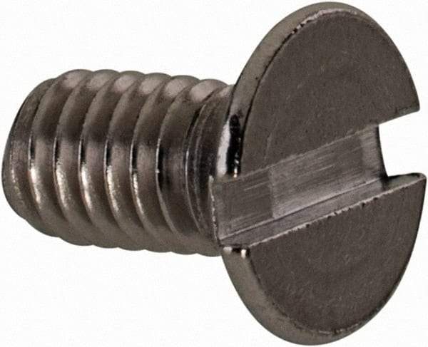 Value Collection - M4x0.70 Metric Coarse, 8mm OAL Slotted Drive Machine Screw - Flat Head, Grade 18-8 & A2 Stainless Steel, Uncoated, Without Washer - Industrial Tool & Supply