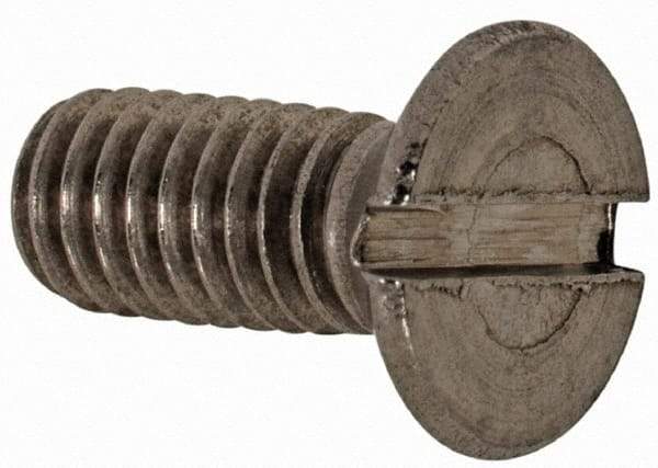 Value Collection - M4x0.70 Metric Coarse, 10mm OAL Slotted Drive Machine Screw - Flat Head, Grade 18-8 & A2 Stainless Steel, Uncoated, Without Washer - Industrial Tool & Supply