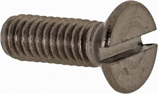 Value Collection - M4x0.70 Metric Coarse, 12mm OAL Slotted Drive Machine Screw - Flat Head, Grade 18-8 & A2 Stainless Steel, Uncoated, Without Washer - Industrial Tool & Supply