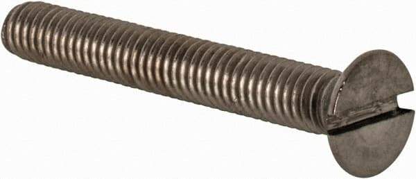 Value Collection - M4x0.70 Metric Coarse, 30mm OAL Slotted Drive Machine Screw - Flat Head, Grade 18-8 & A2 Stainless Steel, Uncoated, Without Washer - Industrial Tool & Supply